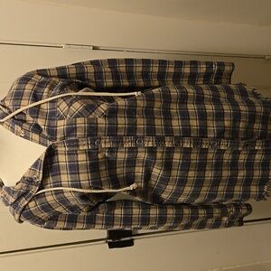 Gilded Intent brown/cream/gray flannel Sz M Hooded Pockets